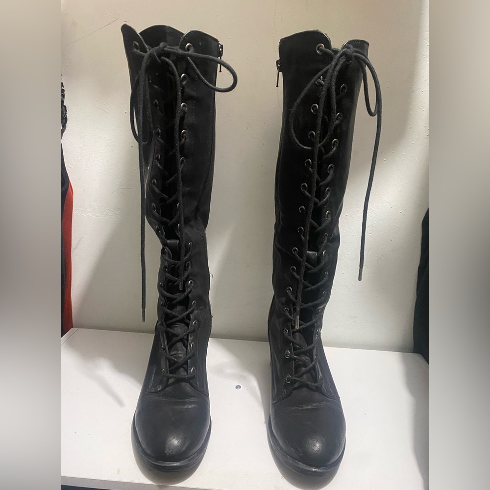 Black lace up boots